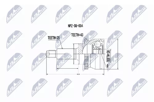 Homokineet reparatie set, aandrijfas